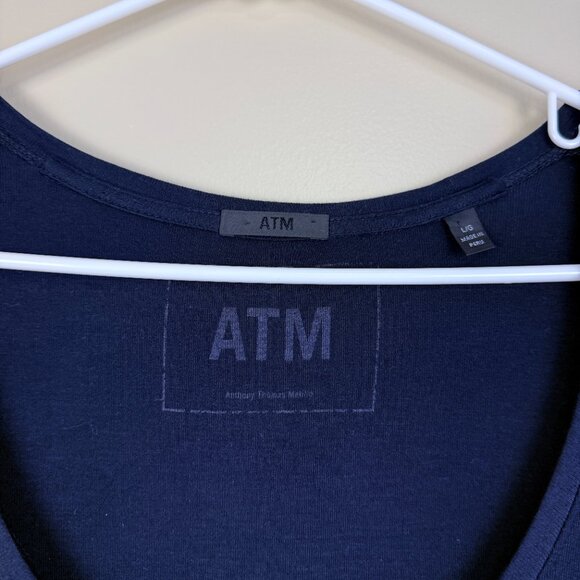 ATM Modal Jersey Knit Super Soft Long-Sleeve Maxi Dress – Black Sz L - Picture 3 of 7